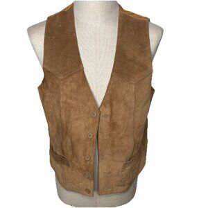 Vintage Gap Vest Men Large  Brown 100% Leather Suede Button Up Western Festival
